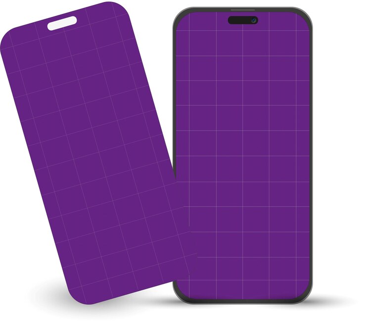 Vector dos teléfonos celulares de diferentes colores están alineados en un fondo blanco