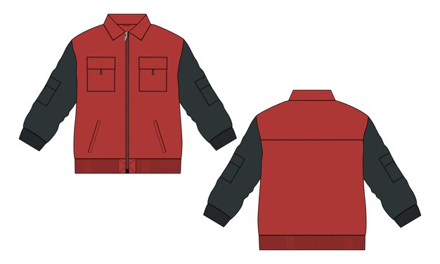 Dos tonos de color pantalones de chándal dibujo técnico moda boceto plano vector plantilla de color negro para niños