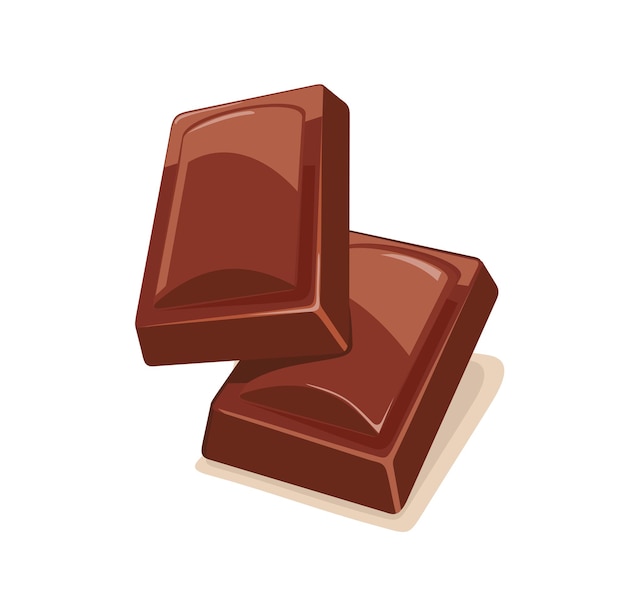 Dos trozos de chocolate. Ilustración de color plano de vector. Aislado sobre fondo blanco.