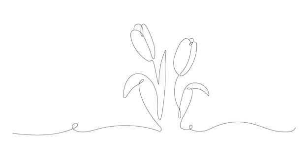 Dos tulipanes en el arte de la línea continua