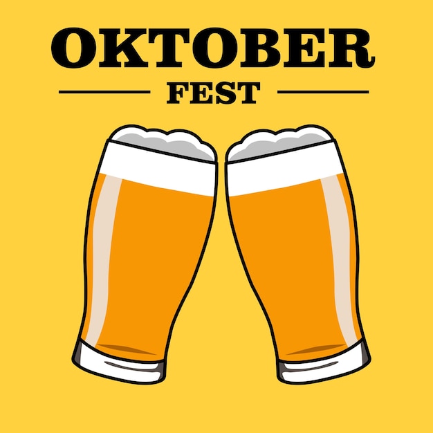 Dos vasos de cerveza oktober fest diseño vectorial