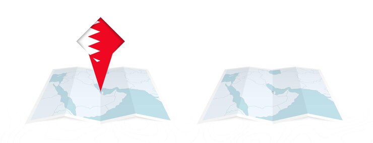 Vector dos versiones de un mapa plegado de bahréin