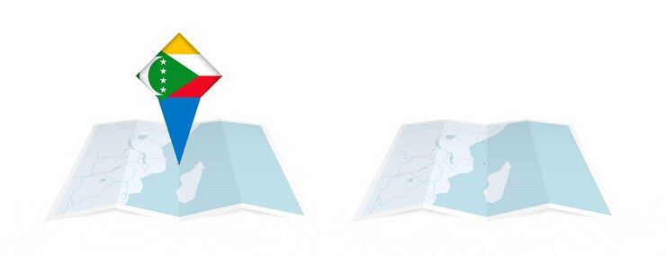 Vector dos versiones de un mapa plegado de las comoras