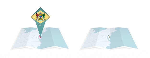 Dos versiones de un mapa plegado de Delaware
