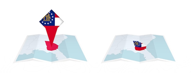 Dos versiones de un mapa plegado de Georgia