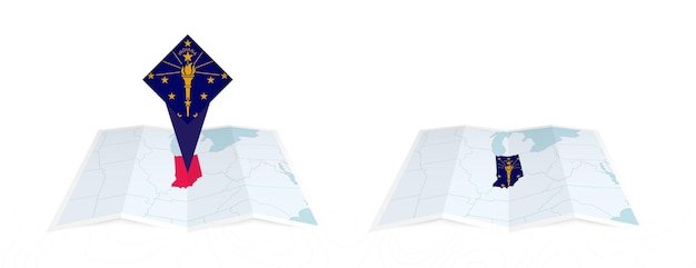 Dos versiones de un mapa plegado de Indiana