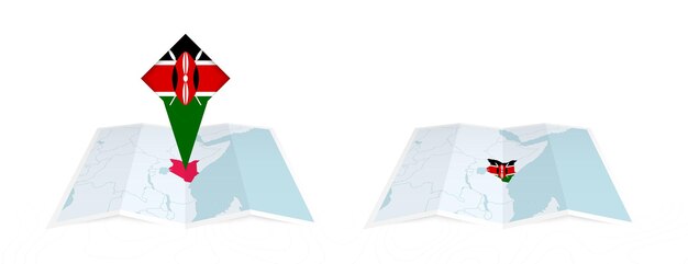 Dos versiones de un mapa plegado de Kenia