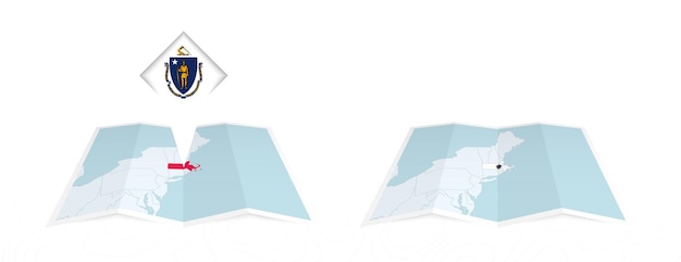 Dos versiones de un mapa plegado de Massachusetts