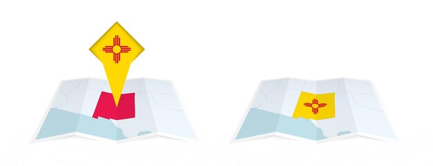 Dos versiones de un mapa plegado de Nuevo México