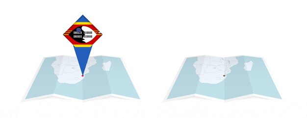 Dos versiones de un mapa plegado de Swazilandia