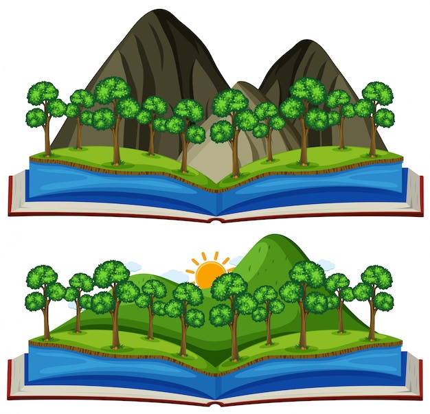 Dos vistas a la montaña en el libro