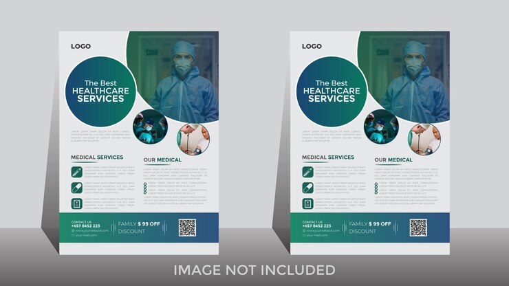 Dos volantes para una empresa de servicios de salud.