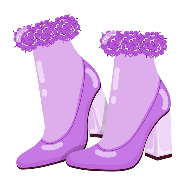 dos zapatos con flores púrpuras y un sombrero púrpura