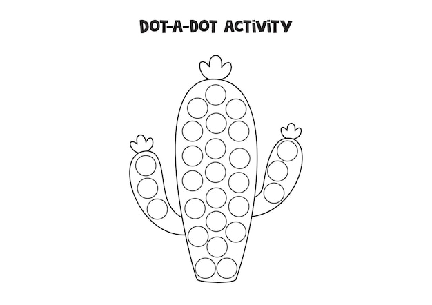 Dot a dot game para niños en edad preescolar Cactus dibujado a mano