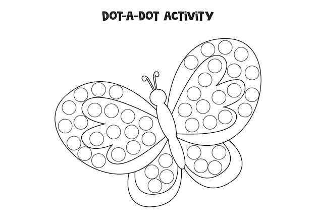 Dot a dot game para niños en edad preescolar Linda mariposa