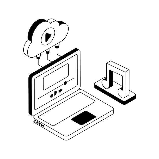 Download out premium isometric icon of cloud music