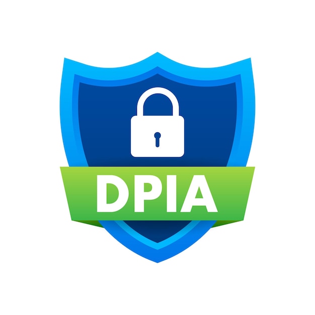 Dpia que protege los datos con el símbolo de escudo y bloqueo