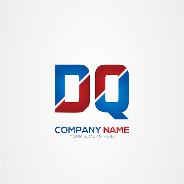 DQ o QD Creative Modern Letters Diseño del logotipo Elemento rojo y azul