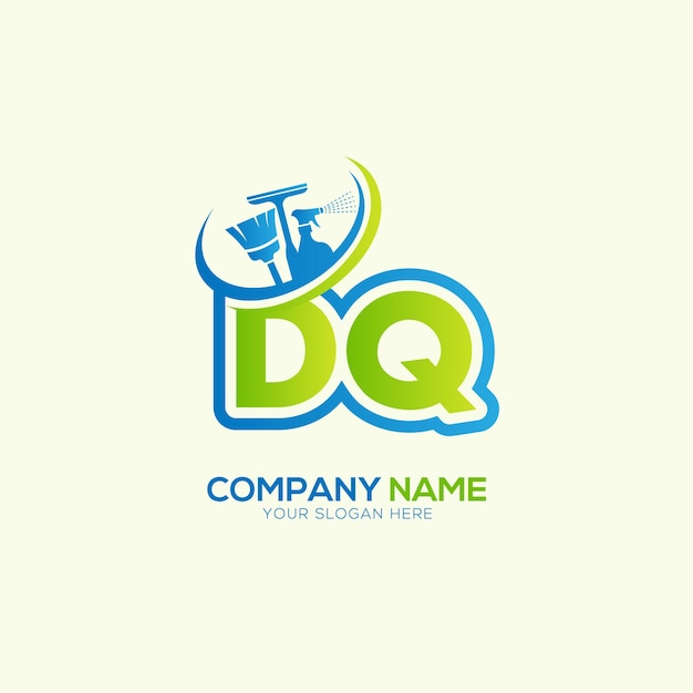 DQ o QD Letra local Vector de limpieza Vector del logotipo del servicio de limpia