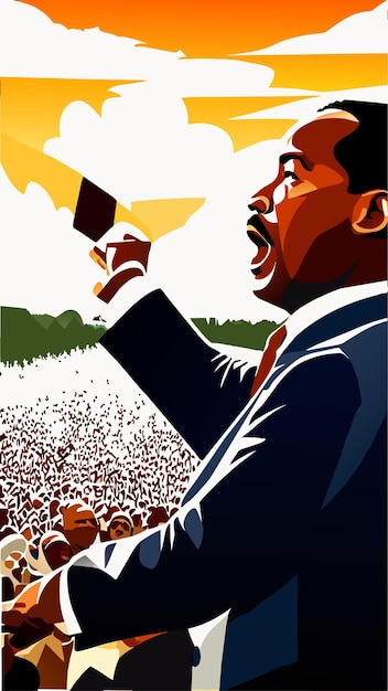 Vector el dr. martin luther king jr. hablando a la multitud ilustración