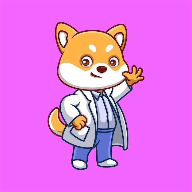 Vector el dr. shiba inu es un dibujante lindo.