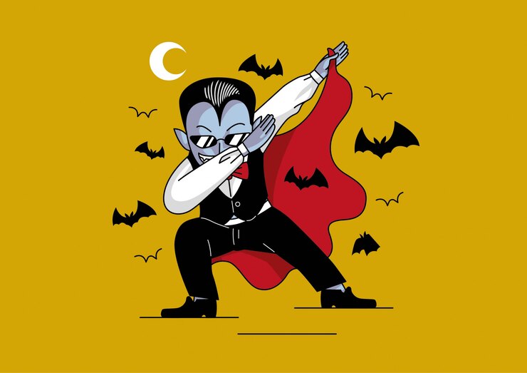 Vector drácula dabbing swag halloween lindo