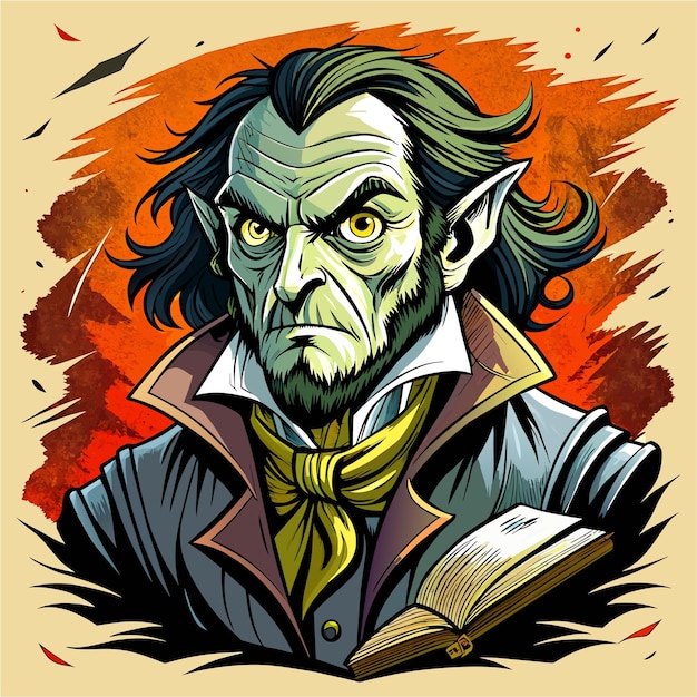 Vector drácula frankenstein monstruo zombi vampiro dibujado a mano personaje de dibujos animados pegatina concepto de icono