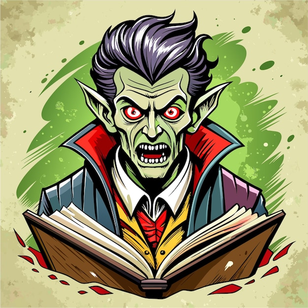 Vector drácula frankenstein monstruo zombi vampiro dibujado a mano personaje de dibujos animados pegatina concepto de icono