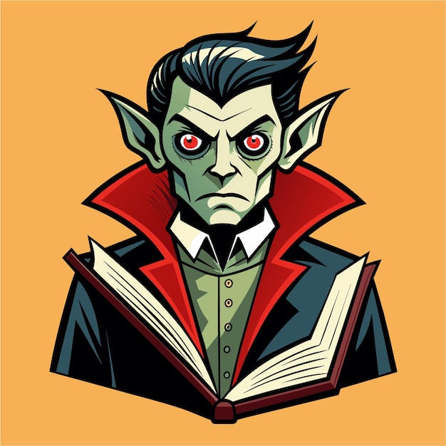 Vector drácula frankenstein monstruo zombi vampiro dibujado a mano personaje de dibujos animados pegatina concepto de icono