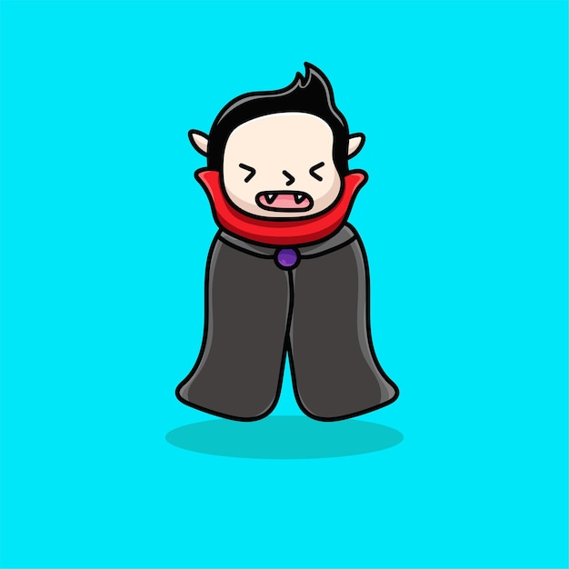 Drácula Mascota Dibujos Animados Vector Diseño Plano Linda Sonrisa Expresión