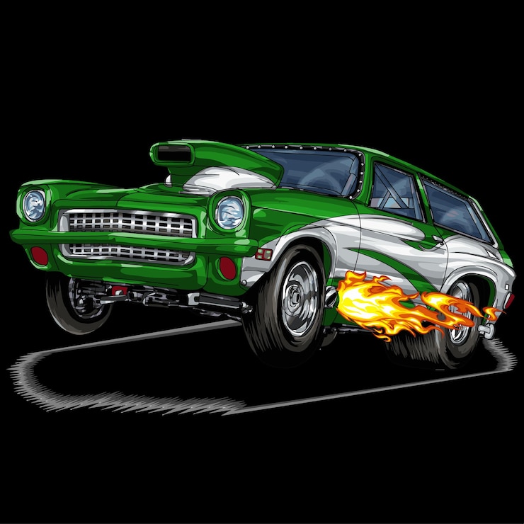 Vector drag race aislado sobre fondo negro para el elemento de negocio de impresión de camiseta de póster