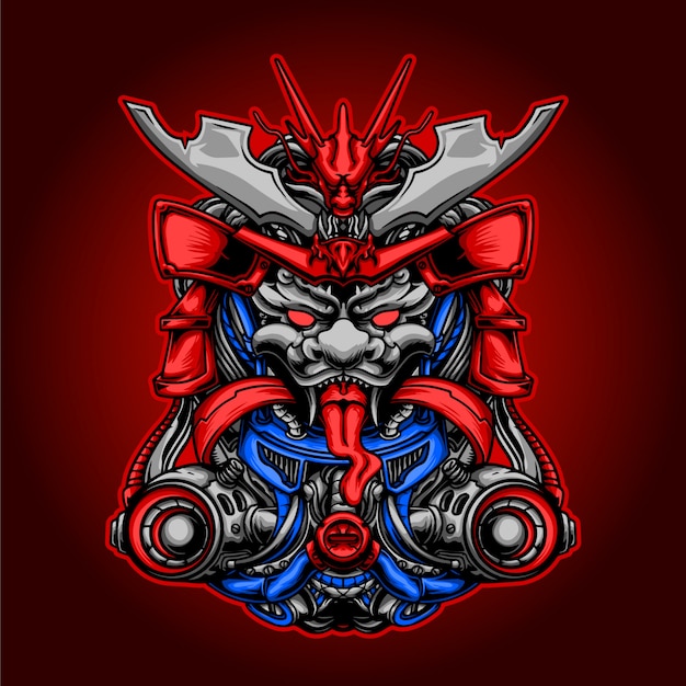 Vector el drago el samurai mecha ilustración