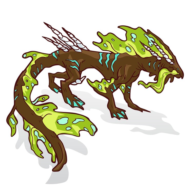 Dragón de agua verde Bestia Monstruo Ilustración