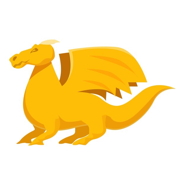 El dragón amarillo de pie extendiendo sus alas