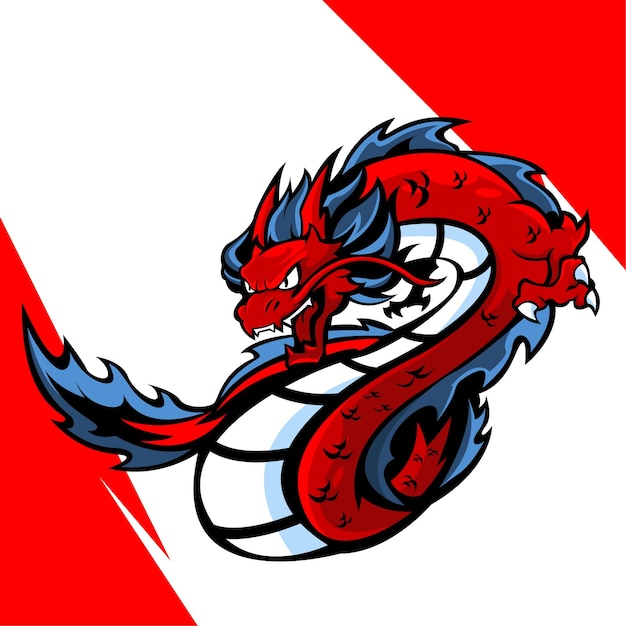 Dragón asiático esport mascot logo vector