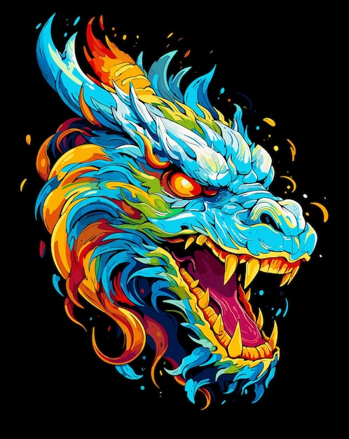 Un dragón aterrador y terrible en estilo pop art generado por IA