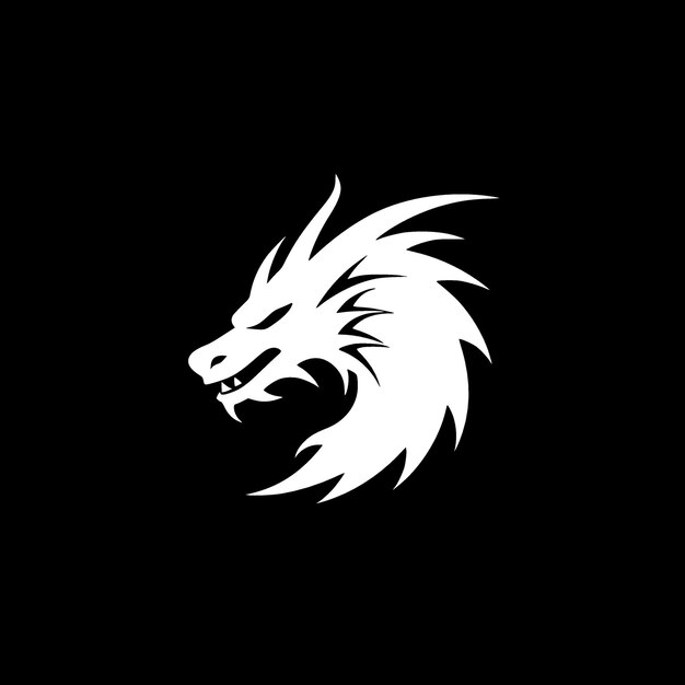 Dragón blanco y negro icono aislado ilustración vectorial