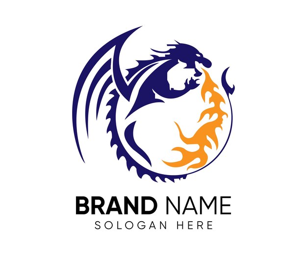 Dragon blaze logo diseño vector logo plantilla
