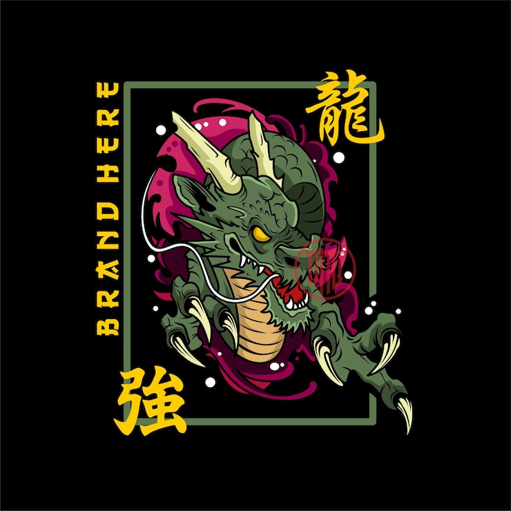 Vector dragón chino enojado con ilustración de tema chino