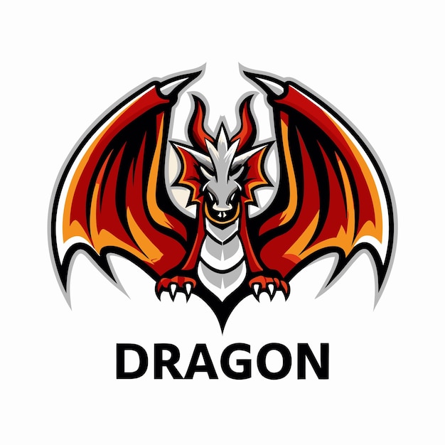 un dragón con una cola roja y llamas rojas en él
