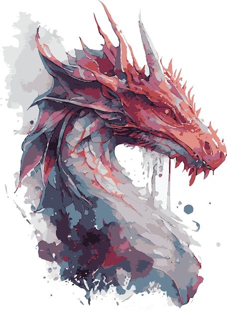 Vector dragón dibujado con acuarela, vector, ilustrador