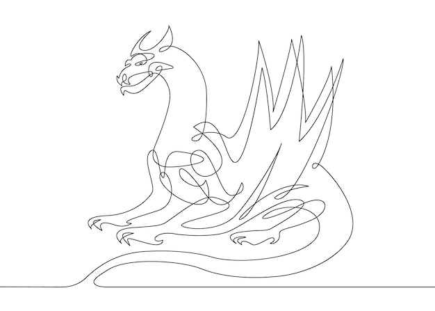 Un dragón de dibujo continuo de una línea