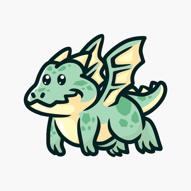 Un dragón de dibujos animados con alas y cola.
