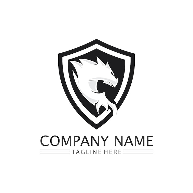 Dragón diseño logo vector icono ilustración diseño logotipo plantilla animales de fantasía