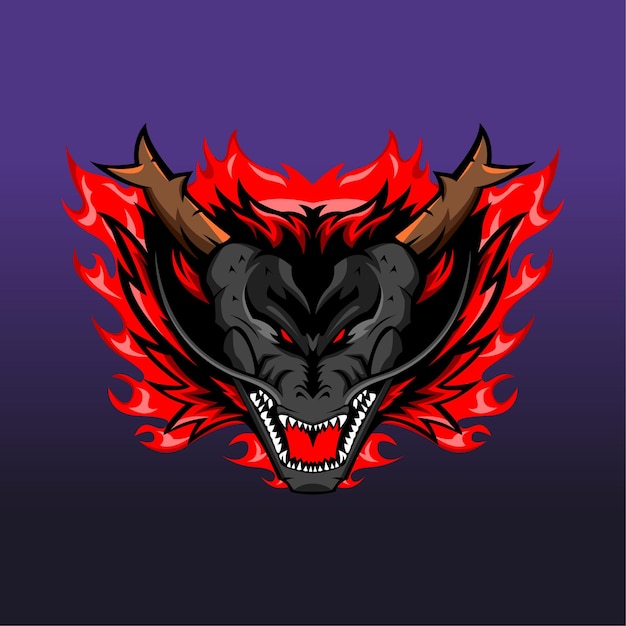 Vector dragon esport logo mascota ilustración