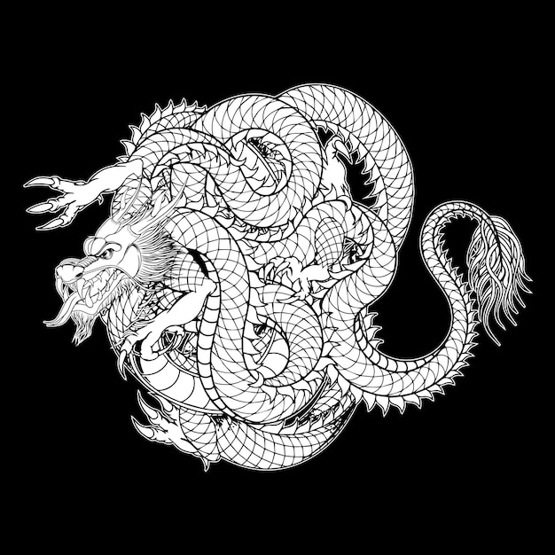 Dragón estilo japonés tatuaje vector ilustración