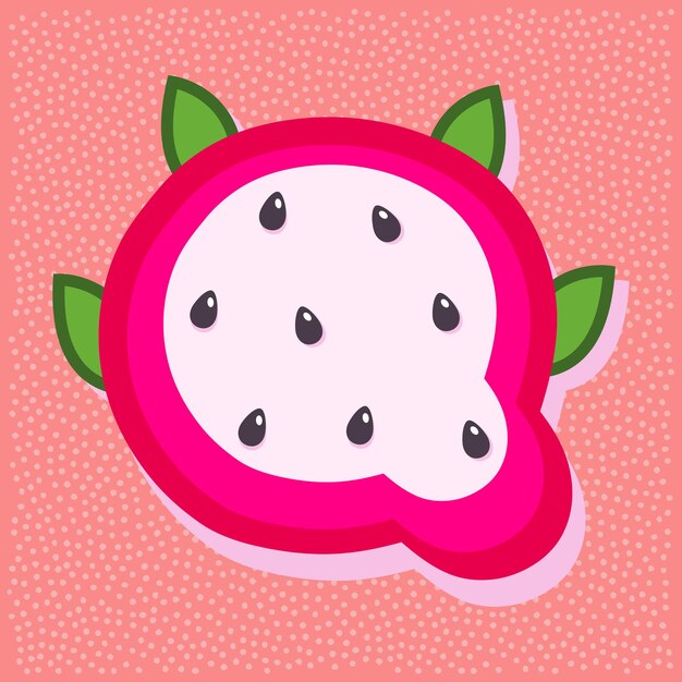 Dragon fruit estilo alfabeto texto letra Q
