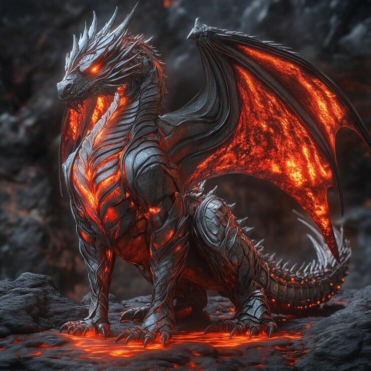 Vector el dragón de lava ardiente