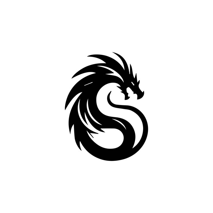 Dragon Letter S Logo Monograma Símbolo de fantasía para juegos de eSports o artes marciales