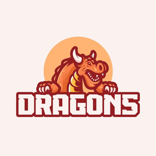 dragón lindo mascota logo dibujos animados